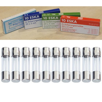 10 Stück Feinsicherungen 5x20 mm - gr. Auswahl - Glassicherung - Sicherung