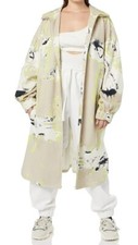 Rare/self All Gender Hooded Zip Front Twill Coat Size 8 Abstract Hummus Print 4x