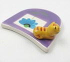 Hues N Brews Ceramic Coaster Orange Tabby Cat Purple Blue Flower Kitty — photo 3