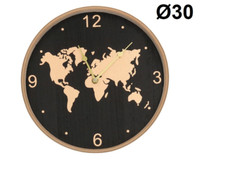 Orologio Da Parete Analogico D30 cm Mappamondo Colore Oro