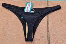 NEU String Badestring Thong Tanga high cut - one size - schwarz : Made in Greece