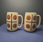 Set 2 Vintage Textured Ceramic Coffee Mugs Spiral Speckled  70's MCM  5 1/2" — photo 2