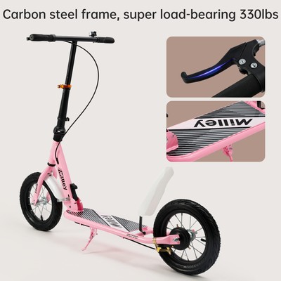 Shock-Absorbing Foldable Commuter Kick Scooter For Adults Teens  W/12'' Air Tires
