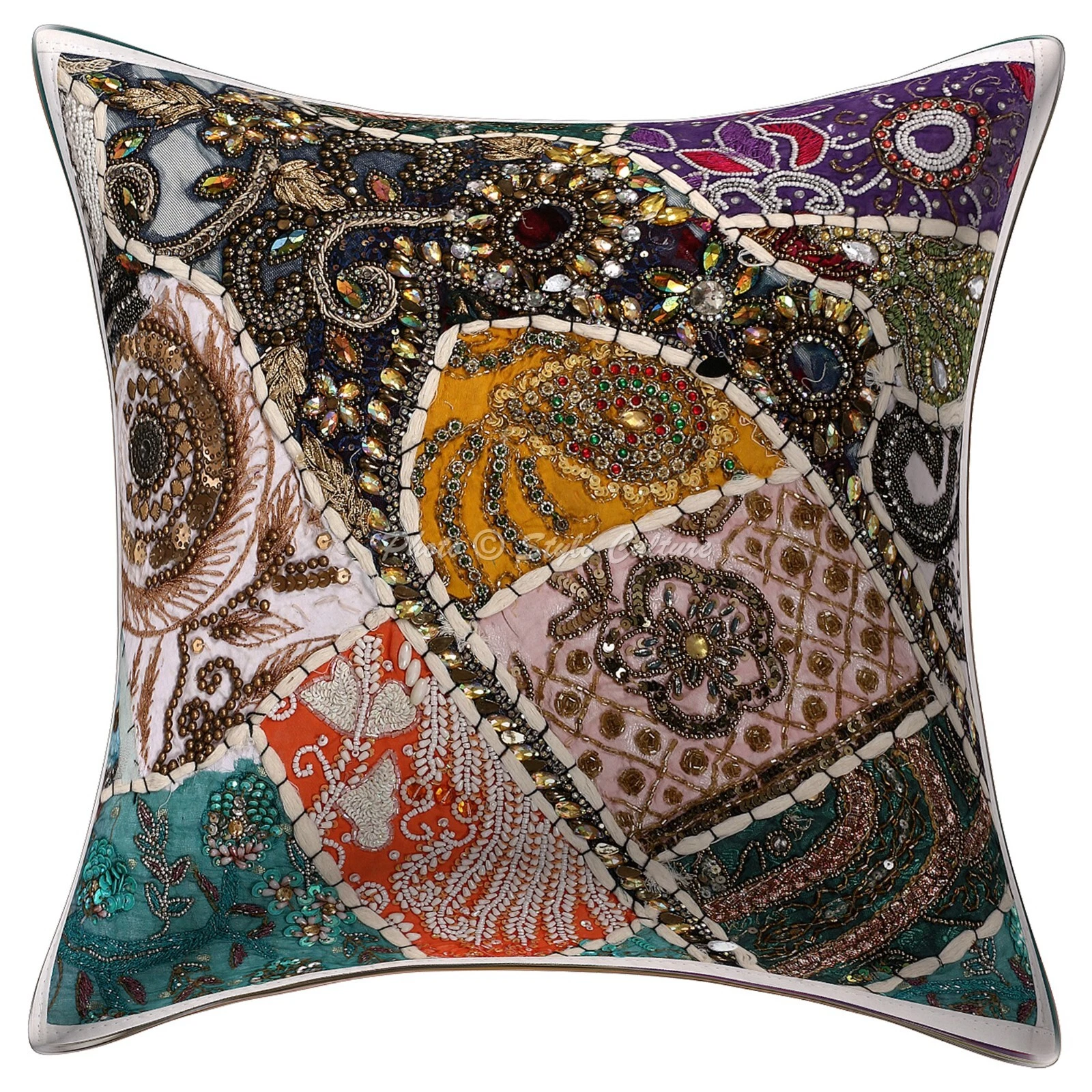 Handwoven Home Decor Cushion Boho Beaded Throw Pillow Cover Case Meditation