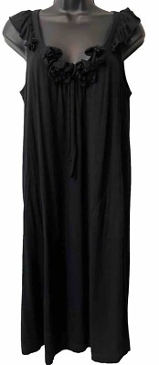 Escada Sport Black Dress Floral Ruffle Sleeveless 38 M US 8