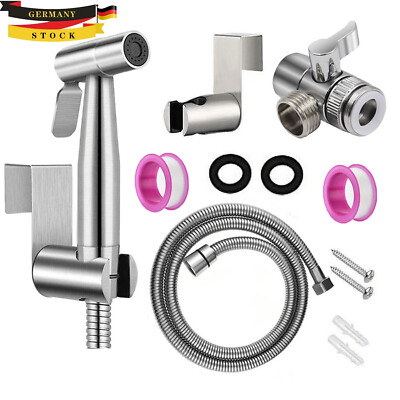 Hand Duschkopf Intim Hygiene Dusche WC Bad Set Bidet Brause mit Halter Edelstahl