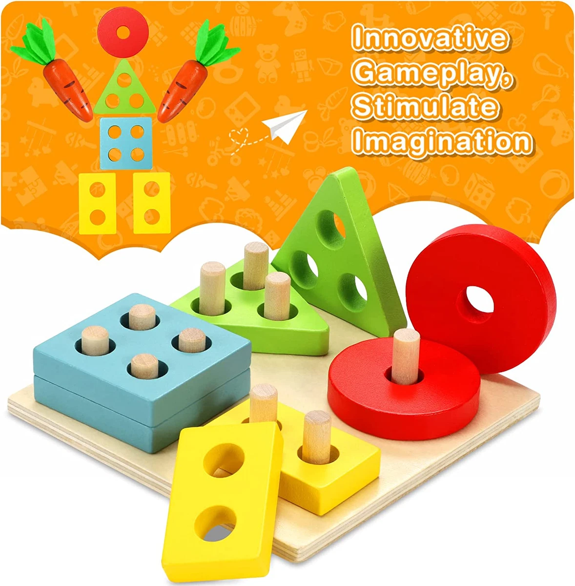 Giochi Bambini 2 Anni, 5 in 1 Giochi Montessori 1 Anno, Educativi Cubo  Multiat