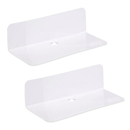 2pcs Floating Shelf Book Alarm Clock With Cable Clip Wall Mounted Clear Acrylic - Afbeelding 1 van 14