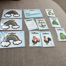 Mixed lot 11 simplicity iron on patches rainbow frog rooster  dream