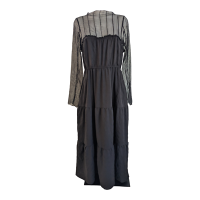 Pamela Love Size Large Sheer Maxi Shift Tiered Dress Black Long Sleeves  Stretch | eBay