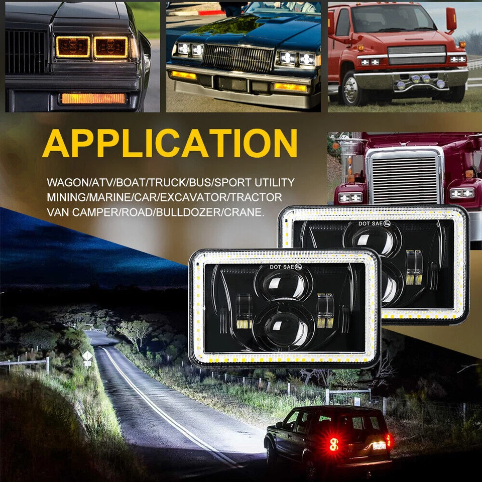 4 faros LED de 4x6 pulgadas luz de giro alto/bajo para Kenworth T800 T400 T600A W900 Foto 4 de 4