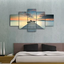 Stretched canvas prints seascape Bridge Time-lapse print diamond split sea art