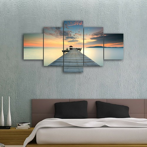 Stretched canvas prints seascape Bridge Time-lapse print diamond split sea art - Bild 1 von 3