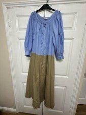 Lee Mathews Frankie Blue/beige Cotton Dress