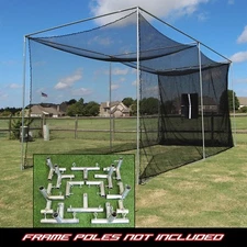 Golf Cage Practice Net 20' x 10' x 10' (#252 Poly) Frame Kit and Baffle Included
