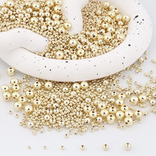 450Pcs 14K Gold Filled round Spacer Beads Seamless Ball Beads for DIY Jewelry Br