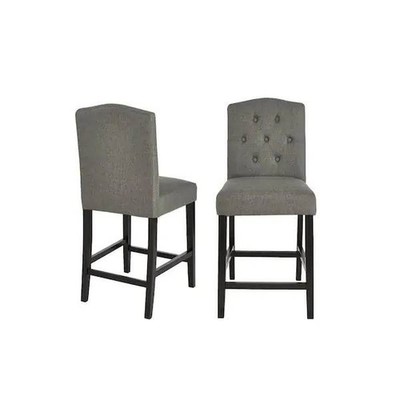 StyleWell Beckridge 24'' Charcoal Upholstered Counter Stools w/ Tufted Back (34B)