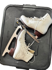 Vintage Harlick Figure Skates John Wilson Gold Seal Blades Size 9.5 Boots Decor