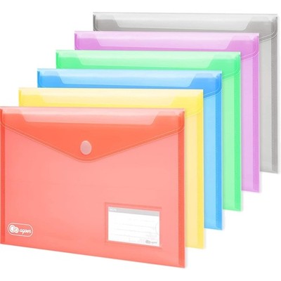 24x A4 Dokumententaschen Klettverschluss bunt mit Etiketten 6 Farben inva Gmb...