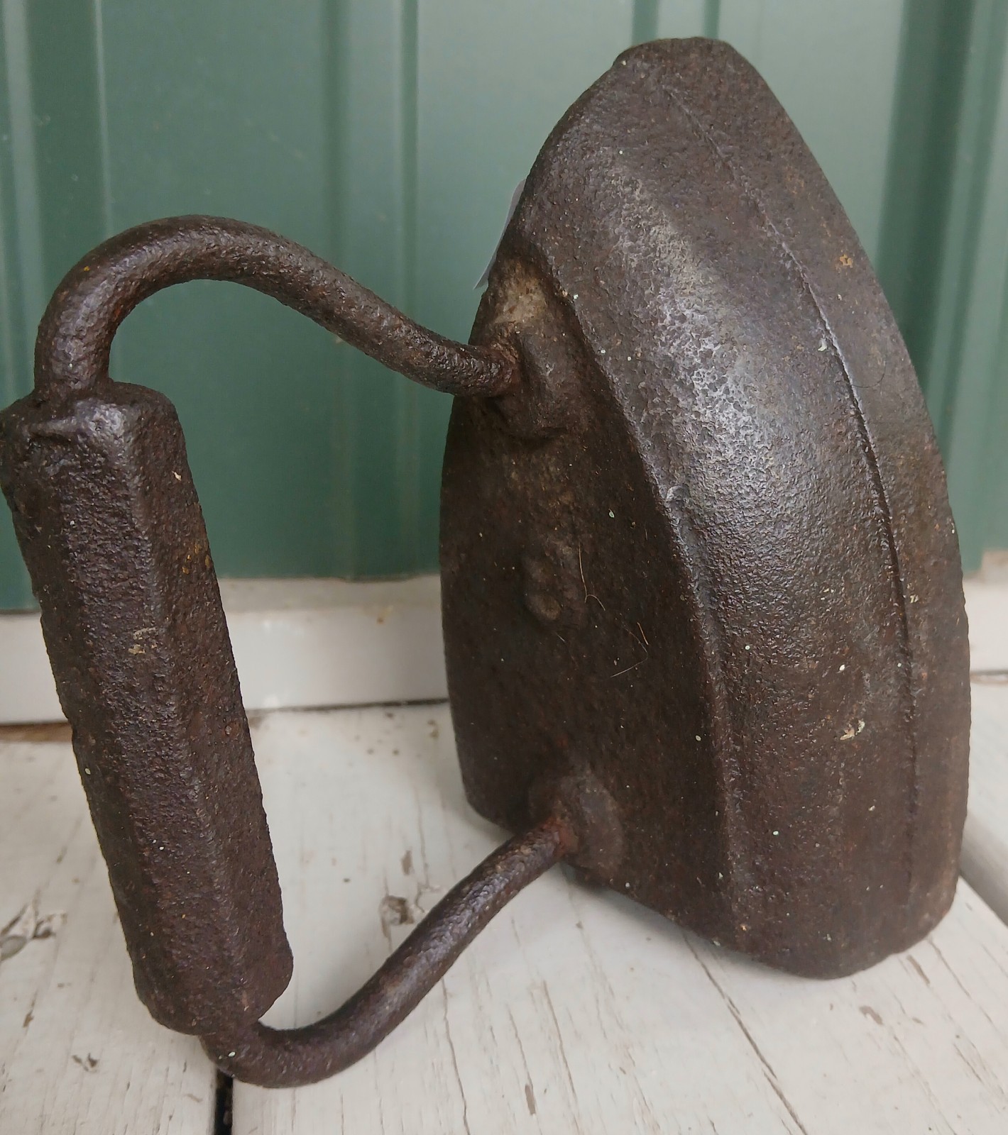 VtgAntique8Pound SadIronFlatIronCastIronHandleNo.8 Wapak CoalHeat 5x4"