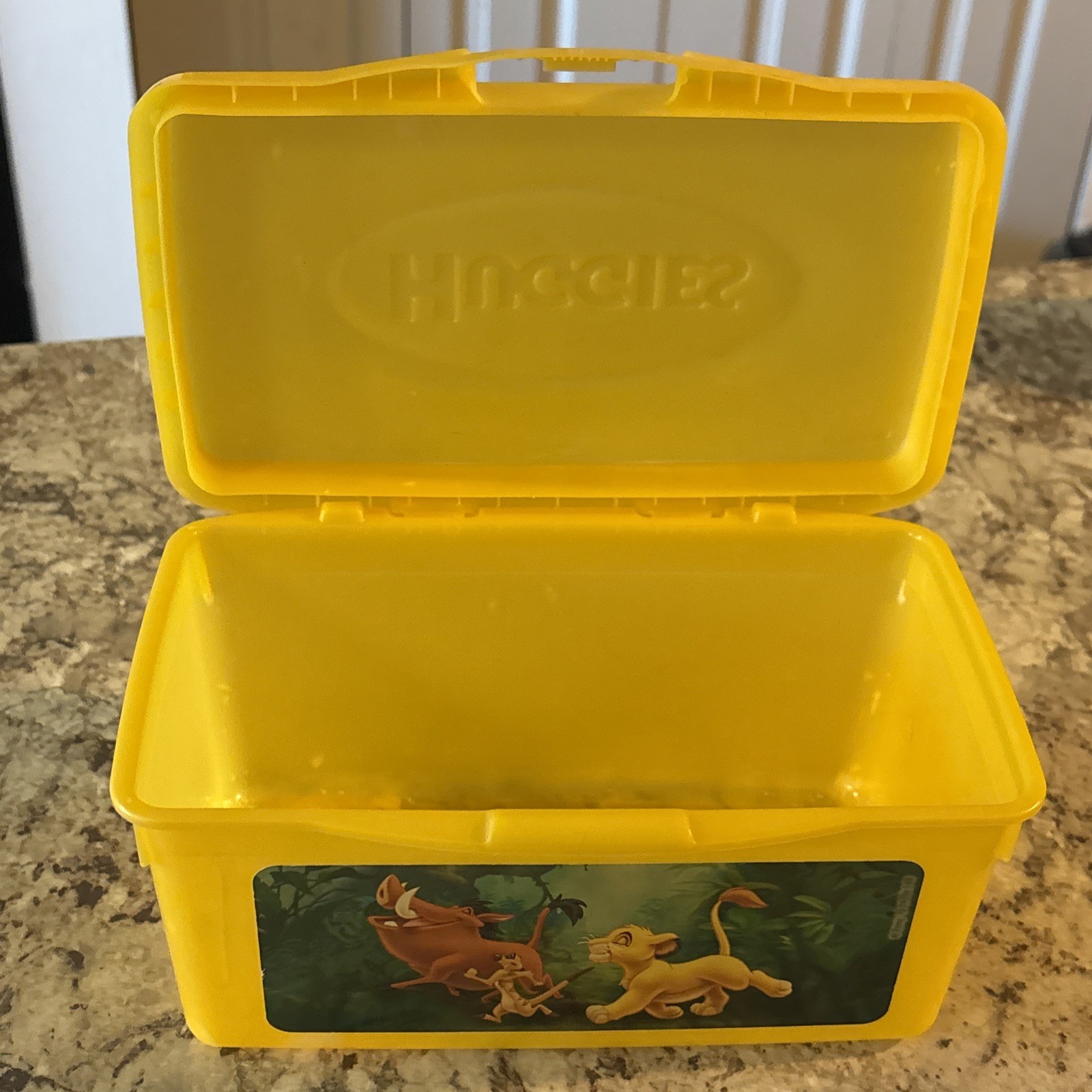 Vintage Disney Lion King Yellow Huggies Baby Wipes Container EMPTY