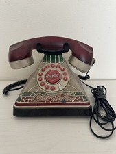 Vintage Coca Cola Tiffany Style Stained Glass Look Telephone w/ Light - UNTESTED