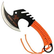 Zombie Killer Skullsplitter Throwing Axe Full Tang Steel Non-Slip Handle Orange