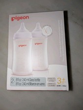 Pigeon Nursing Glass Bottles Wide Neck, Anti-Colic 3 Months 2 Pk 8 oz Y Cut Nip
