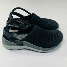 Crocs LiteRide 360 Clogs Mens 8 Womens 10 Black Grey Comfort Slip On Unisex Shoe