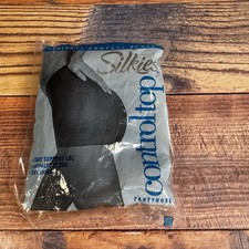 Vtg Silkies Pantyhose Medium Control Top Barely Black 070206 Hosiery Hose USA