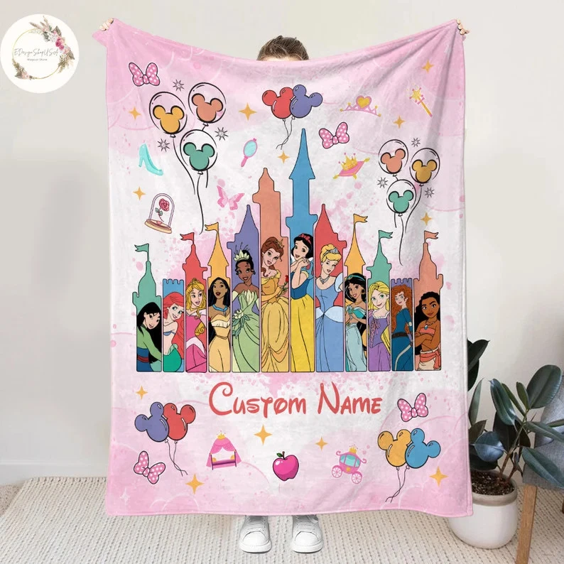 Personalized Disney Princess Custom Name Fleece Blanket