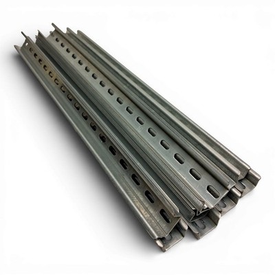 Lot of 20: DIN Rail Mounting Slotted Steel Plated, 45cm x 35mm x  15.75 mm
