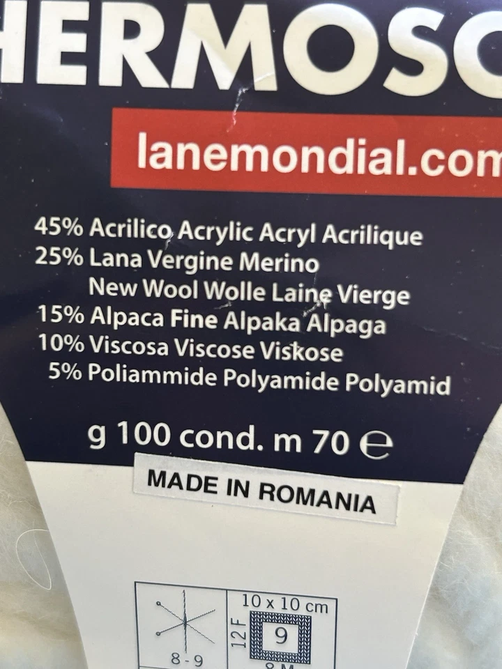 Merino Mezcla Alpaca Hilo Mondial Hermoso 100g Bolas Super Voluminosas Off White Lote/2 Foto 4 de 4