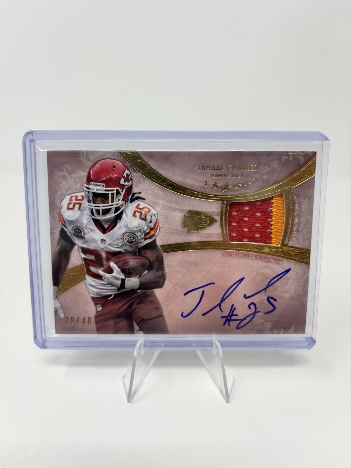 2013 Topps Five Star Jamaal Charles Veteran Patch Auto Gold #/40 Chiefs
