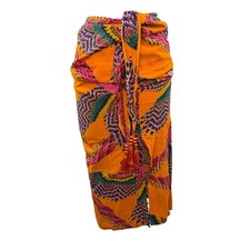 FARM RIO Orange Midi Skirt Macaw Decorative Tassels Front Slit Can Be A Dress M?