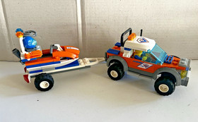 2008 LEGO CITY 7737 Coast Guard 4WD and Jet Scooter Built Set Retired