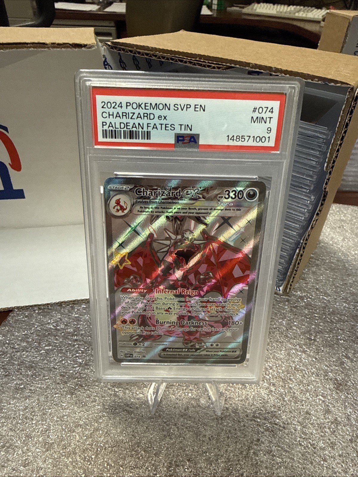 Pokémon TCG Charizard EX Promo Card #74 Paldean Fates PSA 9
