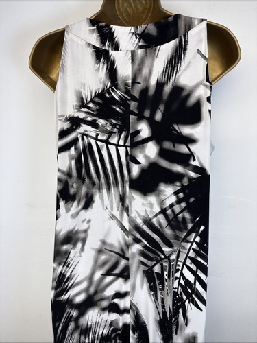 Wallis Dress Black Tropical Palm Leaf Stretchy Bead V Neck Sleeveless Maxi UK 14 - Picture 10 of 12