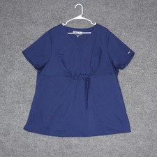 Greys Anatomy Navy Blue Scrub Top Womens 2XL V Neck Drawstring Waist Maternity