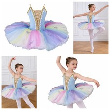 Girls Tutu Dress Ballroom Skirted Festival Ballet Dancing Ballerina Gymnastics