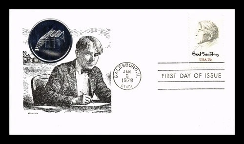 US COVER MEDALLION CACHETS FIRST DAY OF ISSUE CARL SANDBURG