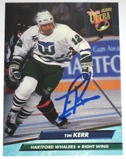 TIM KERR SIGNED FLEER ULTRA HARTFORD WHALERS CARD AUTOGRAPH AUTO!!!