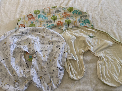 Original Boppy Feeding Nursing Pillow Cover Lot 3 Jungle Animals & Organic