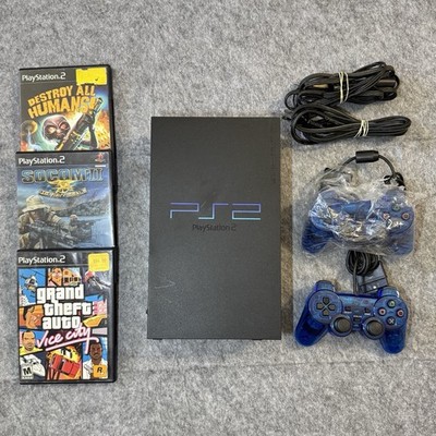 Sony Playstation 2 Fat Console Bundle PS2 Controllers Cords + Games Bundle