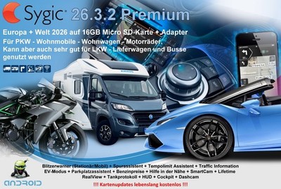 Sygic 26.3.2 Premium  Navigation - Europa & Welt - Android - 16GB Micro SD-Karte