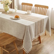 Battilo Linen Cotton Tablecloth Round Rectangular Table Cloth Waterproof Table C