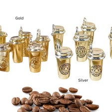 Gold or Silver Coffee Cup 3D Charms Mobile Phone Dust Plug
