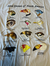 Gildan Softstyle White Bird Drones of North America Graphic Crew Neck Tee M