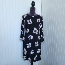 Tommy Hilfiger Floral Dress Black White Stretch Fit & Flare Women Size 4