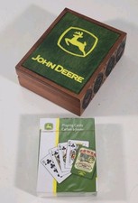 RARE Genuine John Deere Playing Card Wooden Storage Box w/ Sealed Deck Box Set